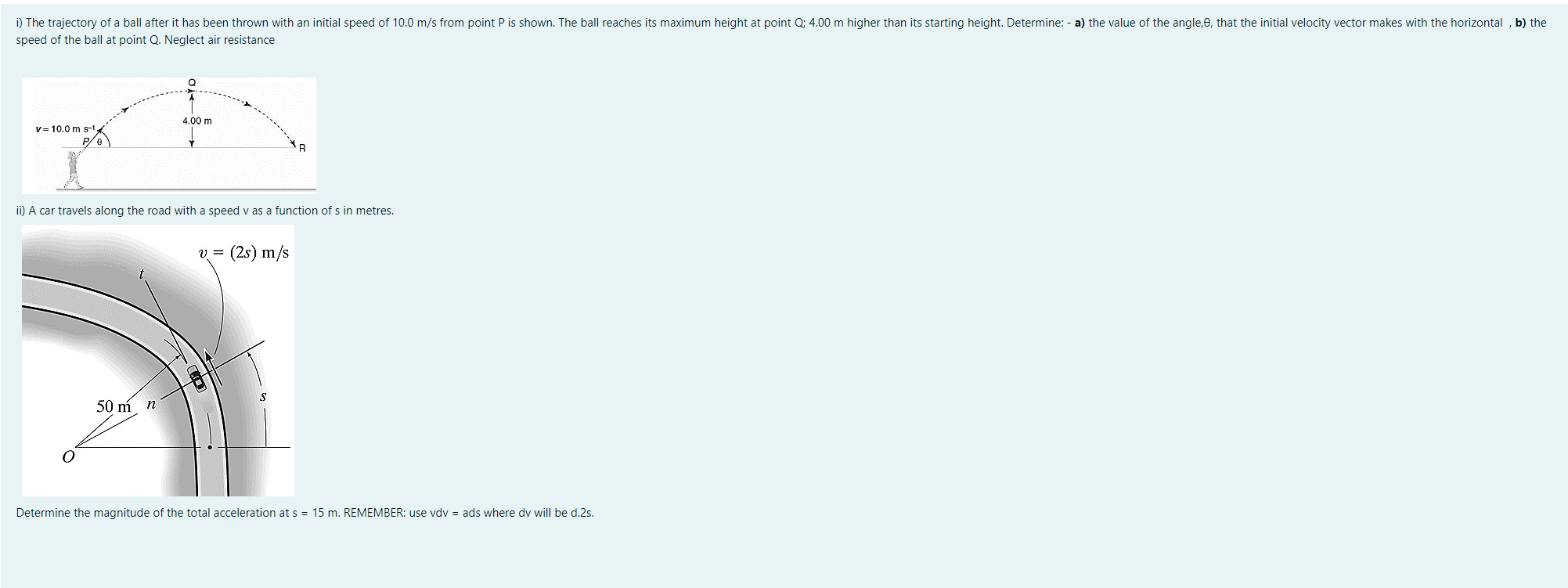 I The Trajectory Of A Ball After It Has Been Thrown With An Initial Speed Of 10 0 M S From Point P Is Shown The Ball R 1