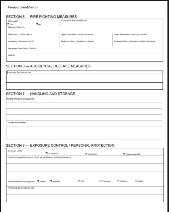 1 Use The Attached Template To Prepare Material Safety Data Sheet Msds For One Of The Following Chemicals Available I 3