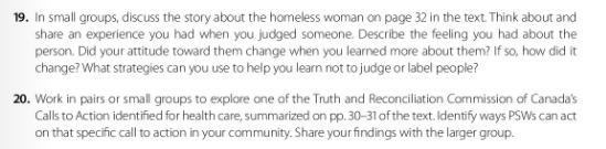 19 In Small Groups Discuss The Story About The Homeless Woman On Page 32 In The Text Think About And Share An Experien 1