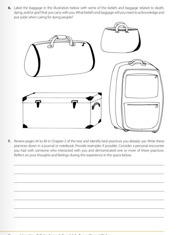 6 Label The Baggage In The Illustration Below With Some Of The Beliefs And Baggage Related To Death Dying And Or Grie 1