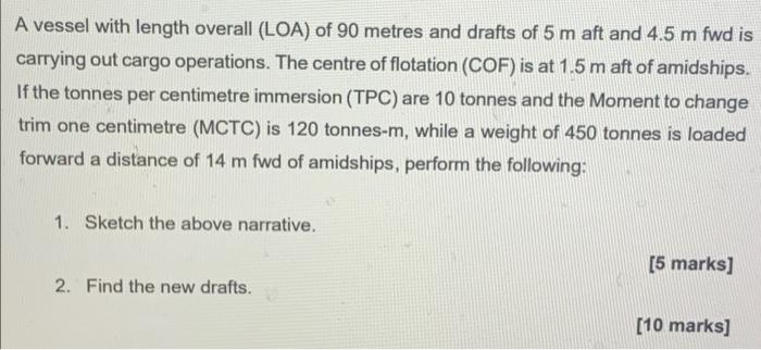 A Vessel With Length Overall Loa Of 90 Metres And Drafts Of 5 M Aft And 4 5 M Fwd Is Carrying Out Cargo Operations Th 1
