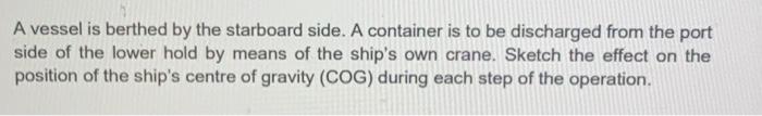 A Vessel Is Berthed By The Starboard Side A Container Is To Be Discharged From The Port Side Of The Lower Hold By Means 1